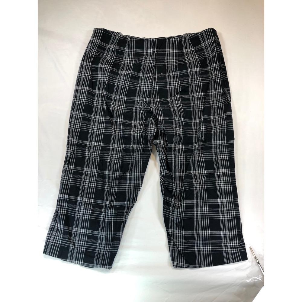 Venezia Jeans Black White Plaid Cropped Pants Womens 22 Capris Cotton Stretch